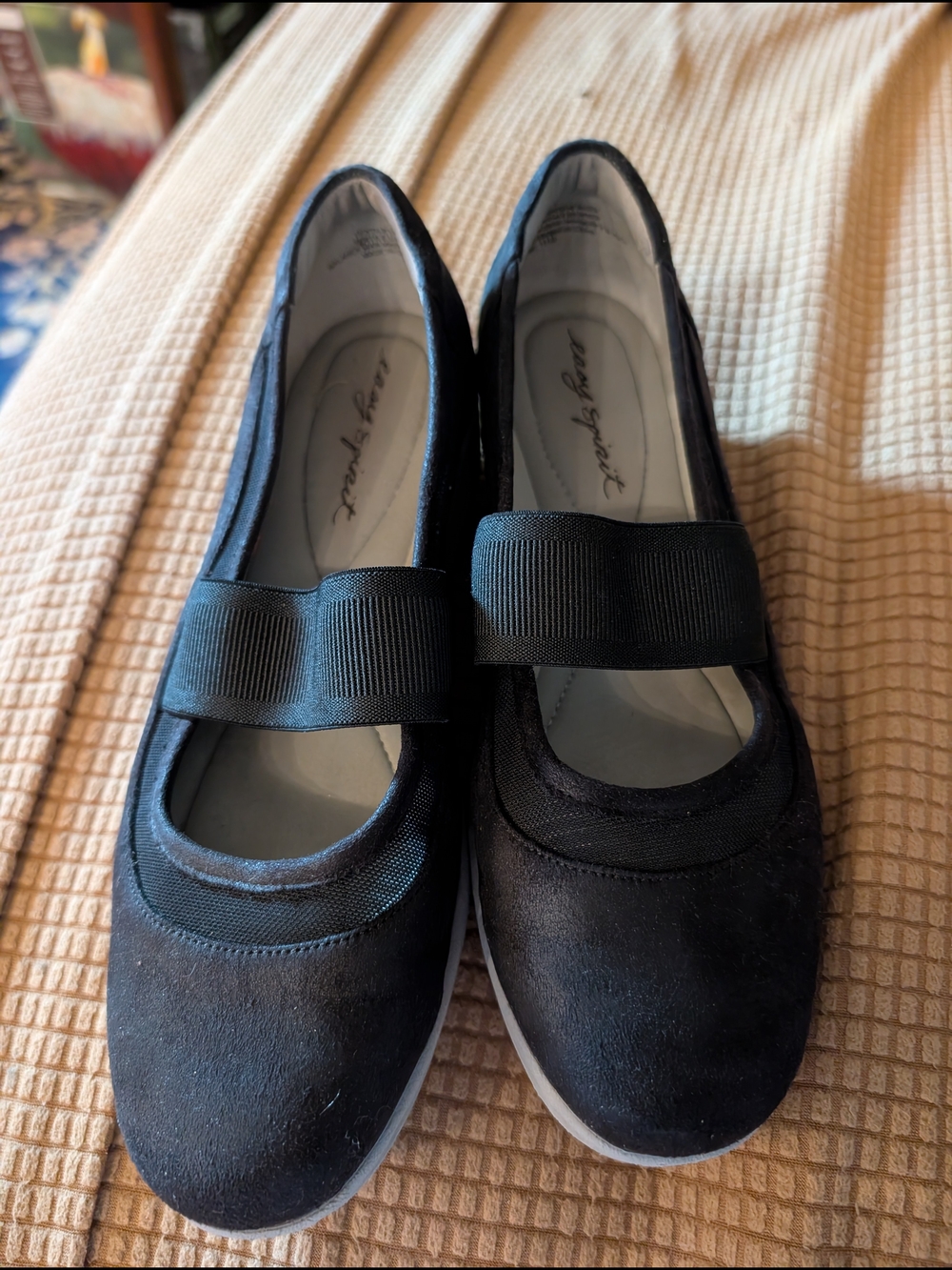 NWOT Easy Spirit Womens Black Mary Jane Suede & Mesh Slip-On Shoes